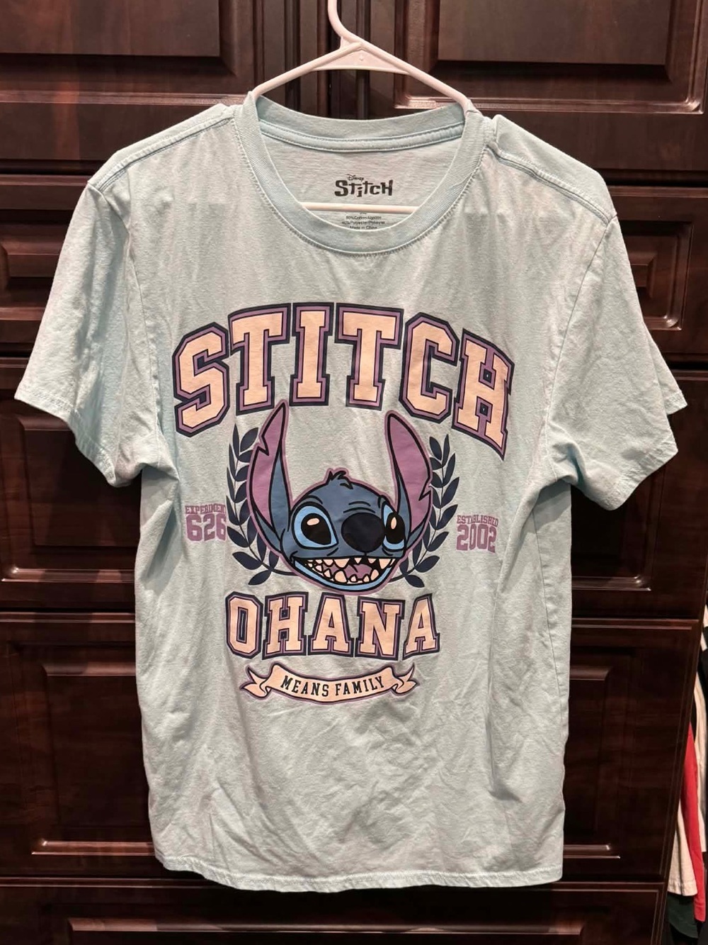 Disney Stitch Ohana Light Blue Graphic Tee XL